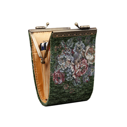 HOTAngelina's Palace Carpet Wallet Vintage Kiss Lock ID Pouch,Clasp Card Holder