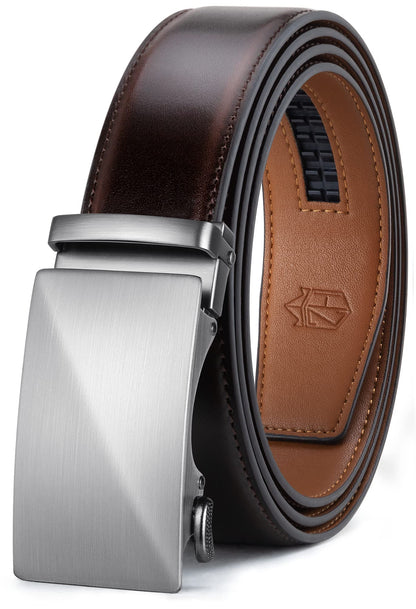 HOTZitahli Belt Men,Leather Ratchet Belt for Men Dress Casual Every Day with Adjustable Buckle,Trim to Fit For Gift