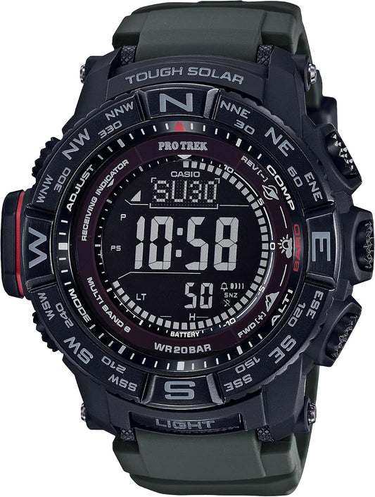 HOTCasio PRW3500 Series | Pro Trek | 100M WR | Compass | Alt/Baro-Thermo | Tough Solar Power | Atomic Timekeeping | 1-100 SEC Stopwatch | Countdown Timer | World Time