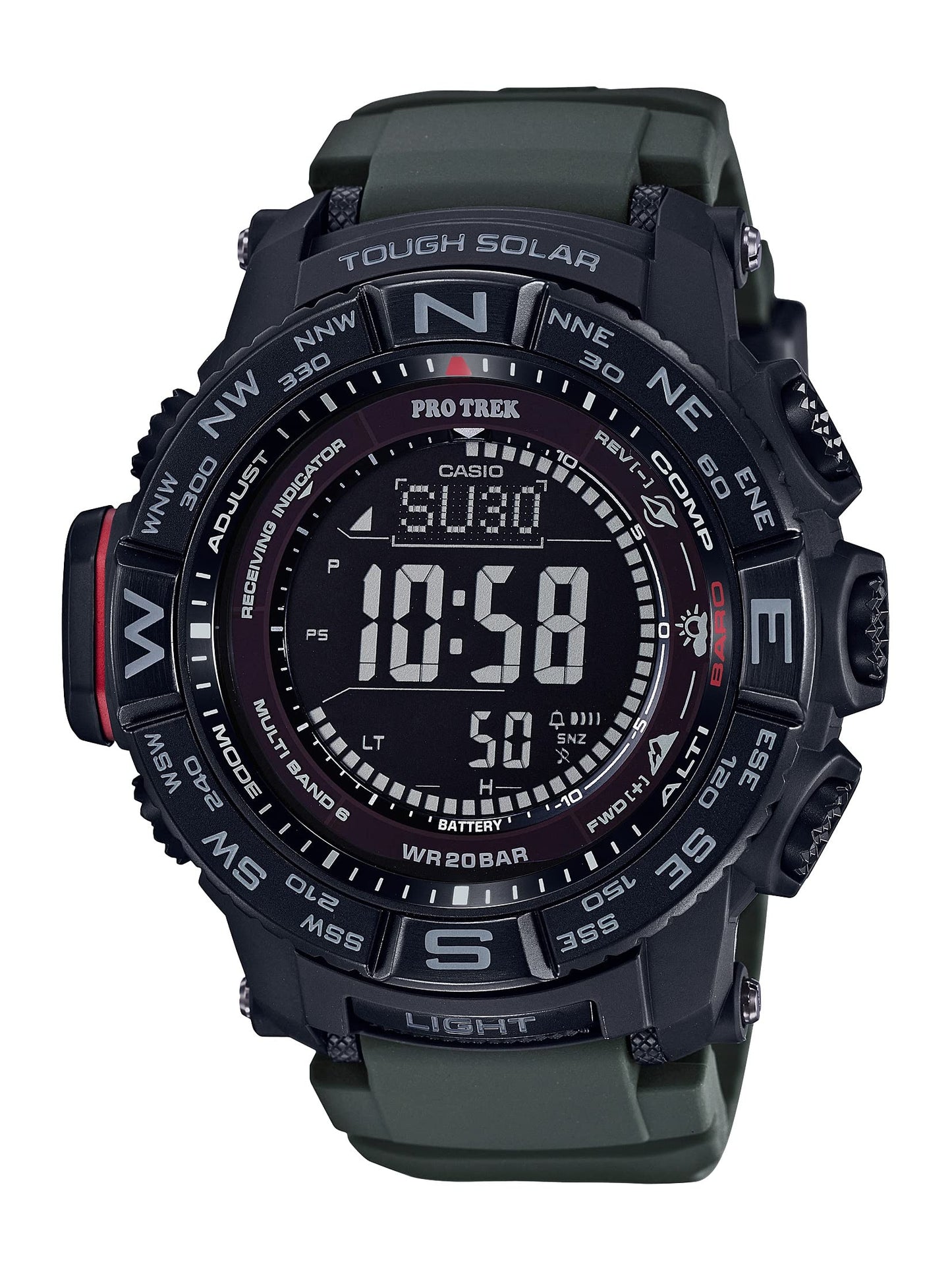 HOTCasio PRW3500 Series | Pro Trek | 100M WR | Compass | Alt/Baro-Thermo | Tough Solar Power | Atomic Timekeeping | 1-100 SEC Stopwatch | Countdown Timer | World Time