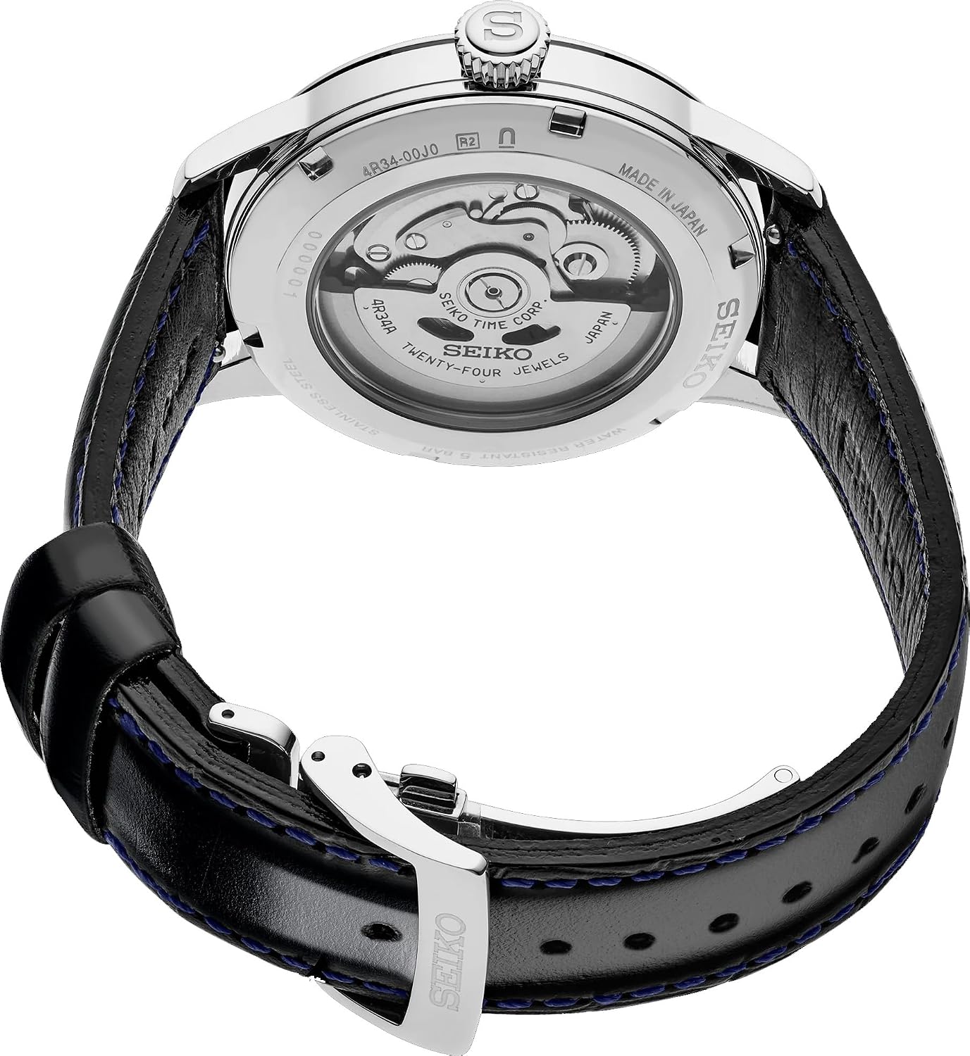 HOTSEIKO Presage SSK049 Men's Cocktail Time GMT Leather Band Silver Dial Automatic Watch