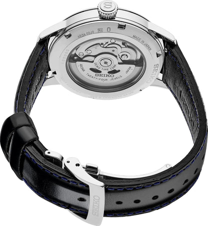 HOTSEIKO Presage SSK049 Men's Cocktail Time GMT Leather Band Silver Dial Automatic Watch