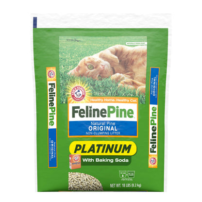 HOTFeline Pine Platinum Non-Clumping Cat Litter 17lb | Plant-Based Cat Litter, Natural Odor Control, Low Dust Cat litter, Unscented Formula, Lightweight & Low Dust