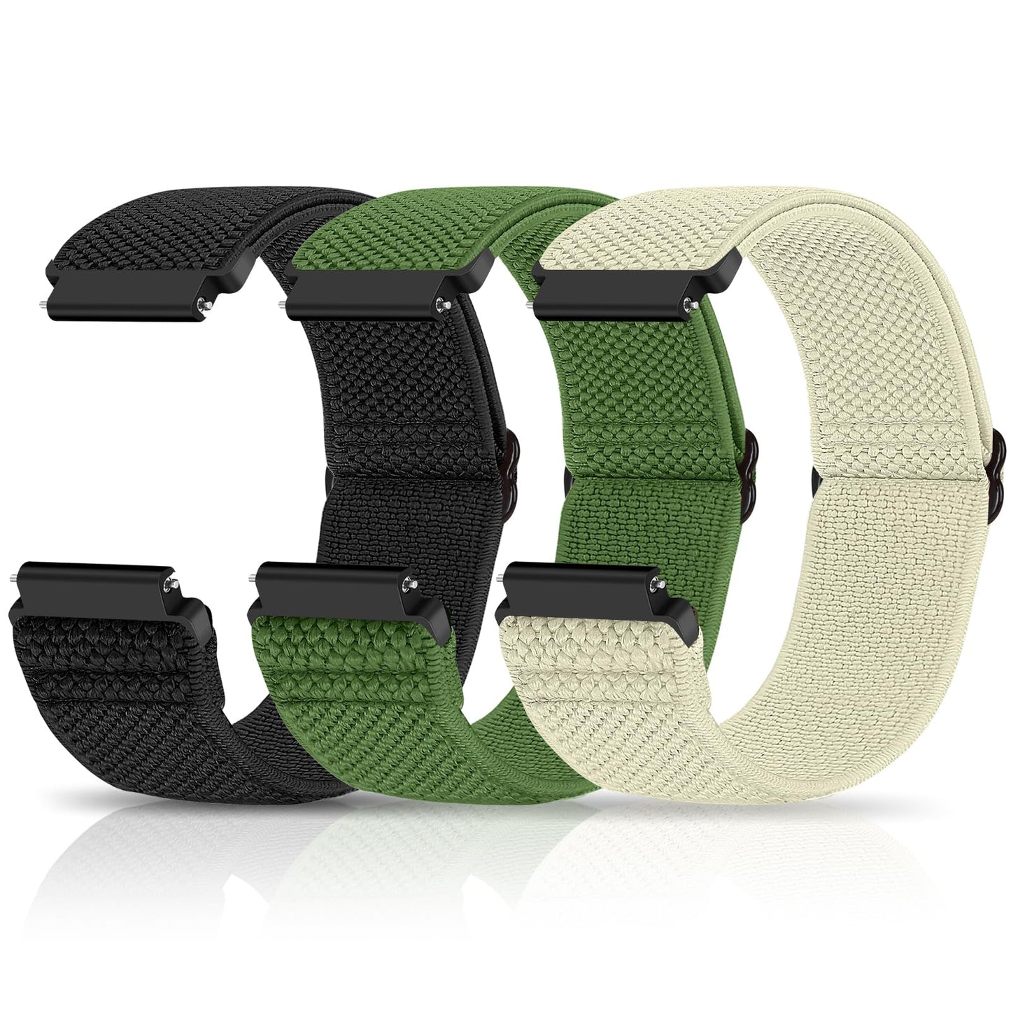 HOTCompatible with 16mm 18mm 19mm 20mm 22mm 24mm Watch Bands Quick Release Replacement Wristband,Adjustable Stretchy Nylon Solo Loop Straps Fabric Braided Sport Elastic Bands for Men Women