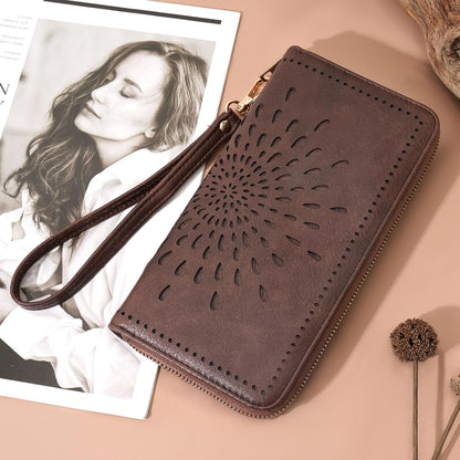 HOTAPHISON Wallet Women Large Capacity Clutch Purse For Ladies Card Holder RFID Wristlet Phone Zipper Coin Travel Pocket