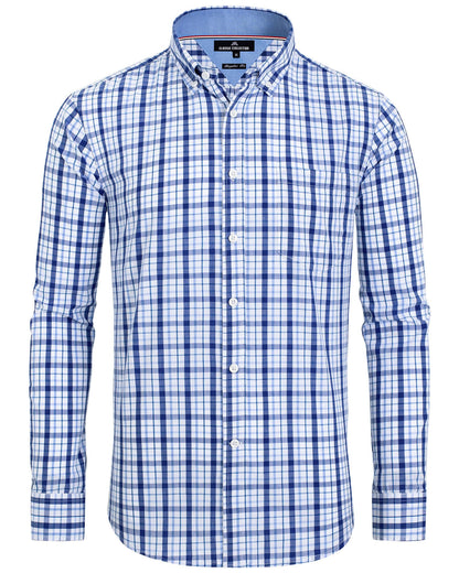 HOTAlimens & Gentle Men's Plaid Button Down Shirts Cotton Long Sleeve Dress Shirts Regular Fit Gingham Shirts