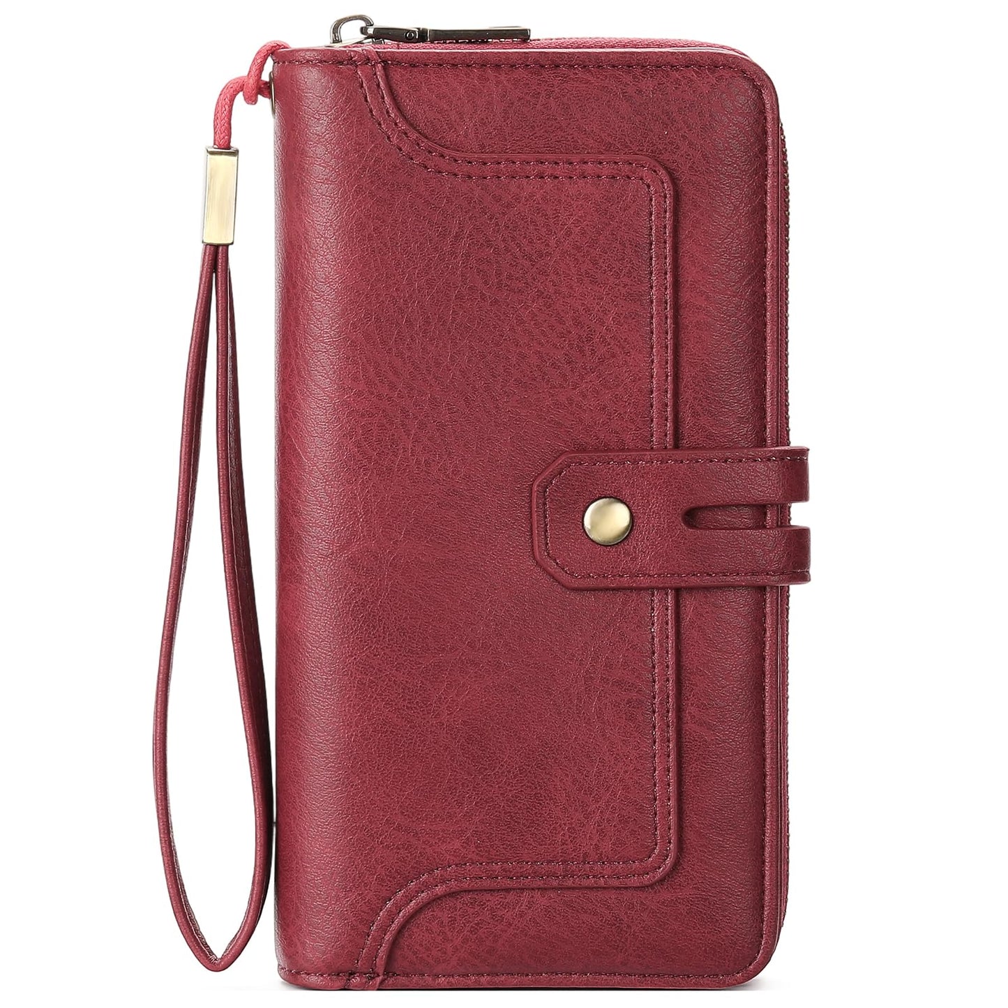 HOTGOIACII Wristlet Wallets for Women Large Capacity RFID Blocking Ladies Phone Clutch Card Holder Cow Print Brown