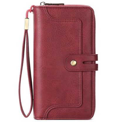 HOTGOIACII Wristlet Wallets for Women Large Capacity RFID Blocking Ladies Phone Clutch Card Holder Cow Print Brown