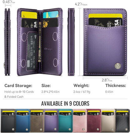 HOTSlim Wallet for Women RFID Blocking Credit Card Holder Bifold Front Pocket Mini Wallet with 8 Card Slots and 2 Cash Pockets, Minimalist PU Leather Small Travel Purse Compact Gift, Purple