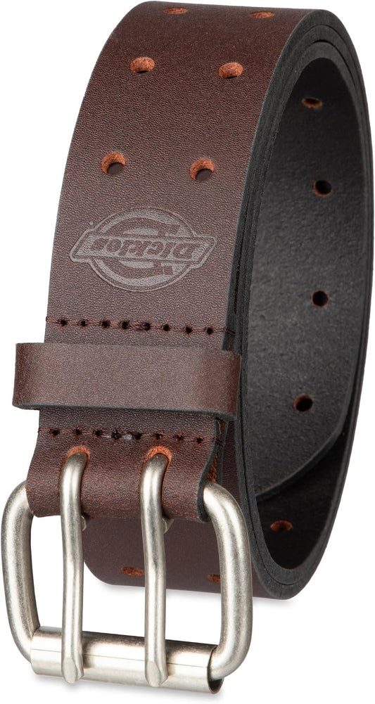 HOTDickies Men's Double Prong Leather Work Belt – Fully Adjustable, Regular & Big and Tall Sizes