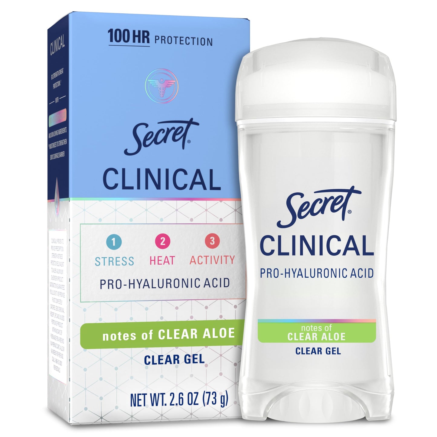 HOTSecret Clinical Strength 100HR Sweat & Odor, Clear Gel Antiperspirant Deodorant for Women, 3X Stress Protection with Hyaluronic Acid, PH Balancing Minerals, Completely Clean Scent, 2.6 oz
