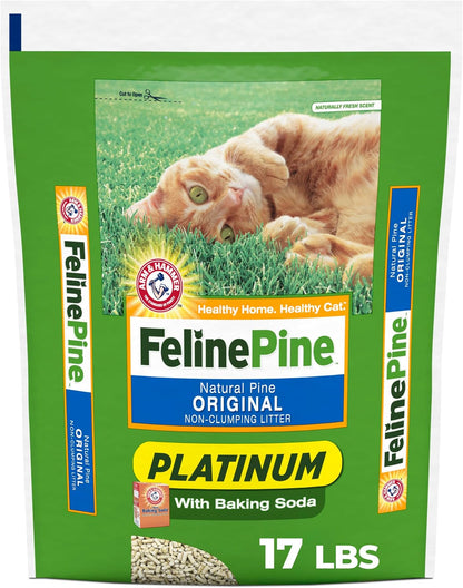 HOTFeline Pine Platinum Non-Clumping Cat Litter 17lb | Plant-Based Cat Litter, Natural Odor Control, Low Dust Cat litter, Unscented Formula, Lightweight & Low Dust