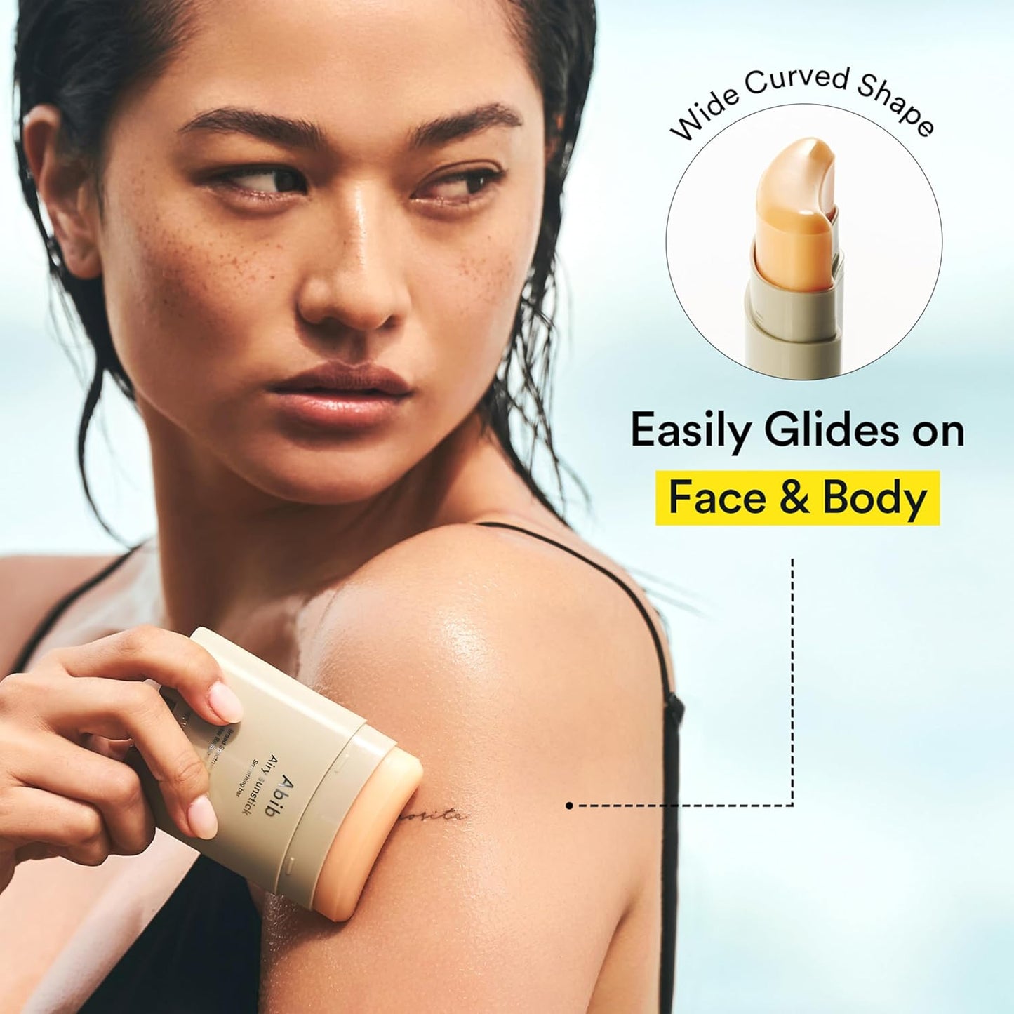 HOTAbib Airy Sunstick Protection Bar SPF50+ Broad Spectrum, Semi-Matte Sunscreen Stick for Oily & Combination Skin, No White Cast, Water-Resistant, Korean Sunscreen, 0.81 oz / 23 g