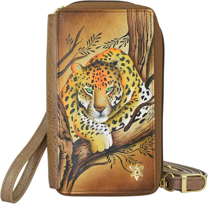 HOTAnuschka Women's Original Hand-Painted Genuine Leather RFID Blocking Smartphone Case & Wallet