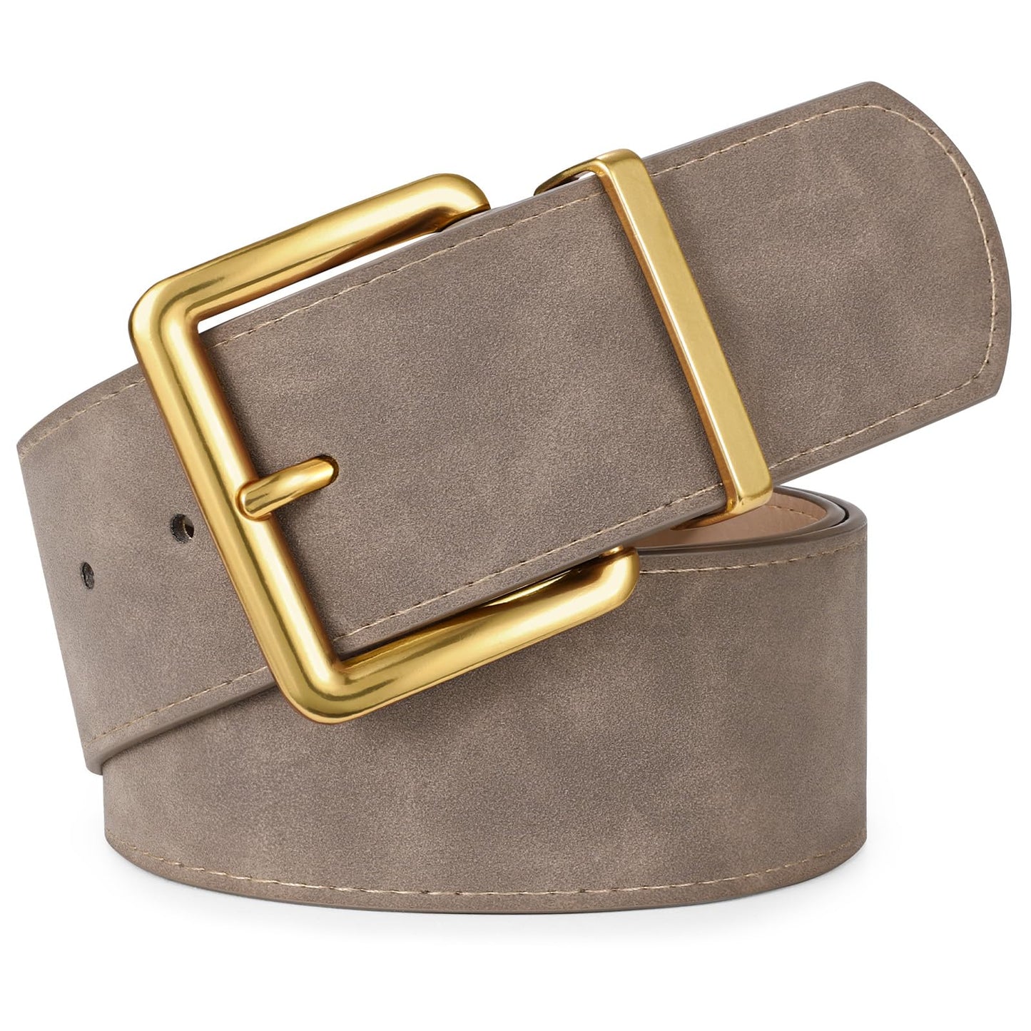 HOTXZQTIVE Women Wide Chunky Belt for Dresses Fashion Thick Suede Belt with Gold Buckle