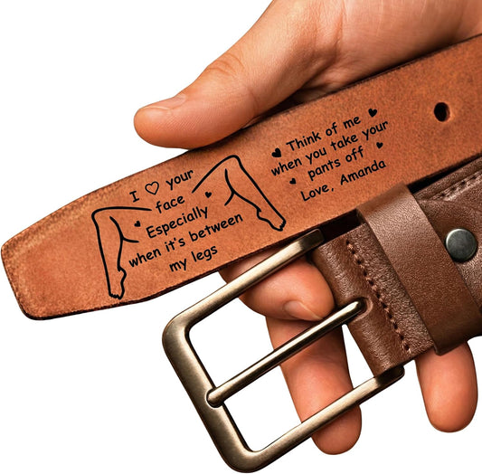 HOTPersonalized Leather Belt for Men - Full Grain Belts for Boyfriend, Husband, Anniversary, Birthday, Groomsmen Gifts