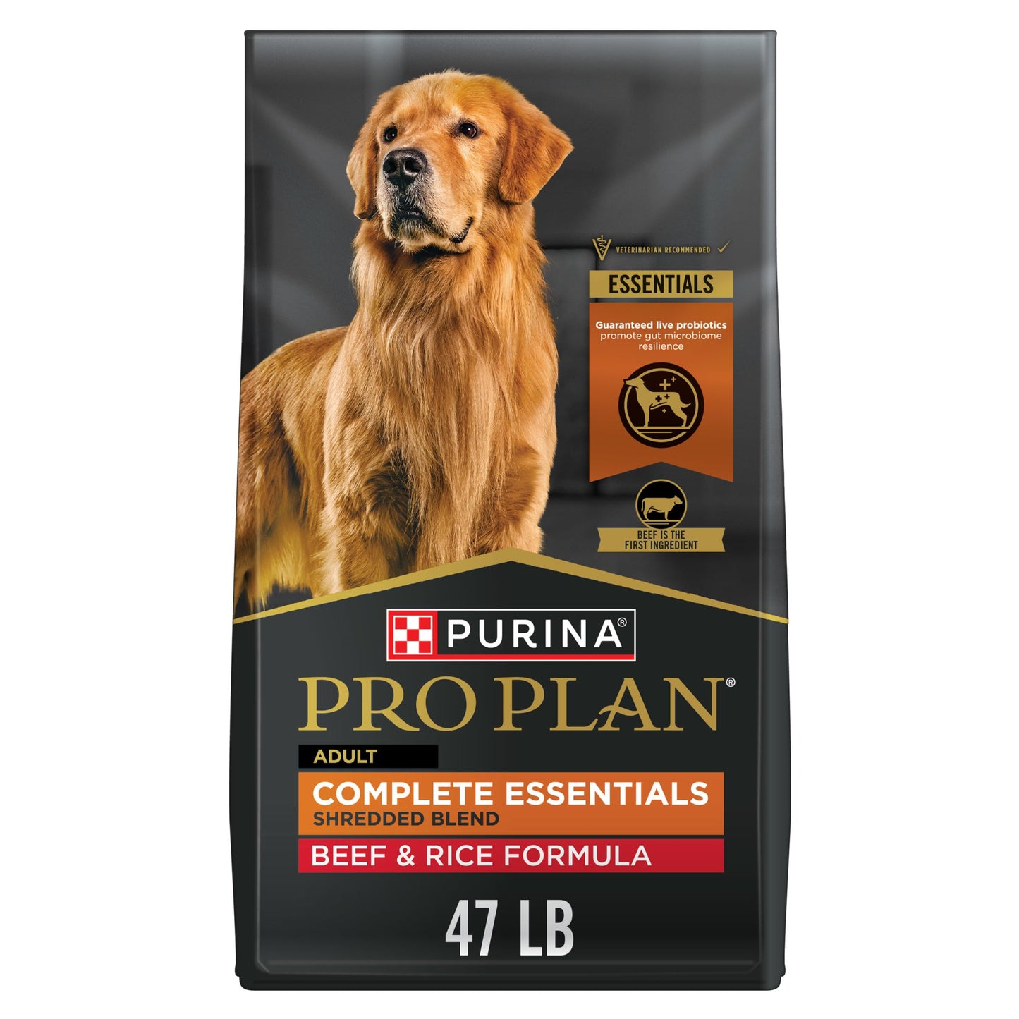 HOTPurina Pro Plan Complete Essentials Shredded Blend Beef and Rice Dog Food Dry Formula with Probiotics for Dogs - 35 lb. Bag