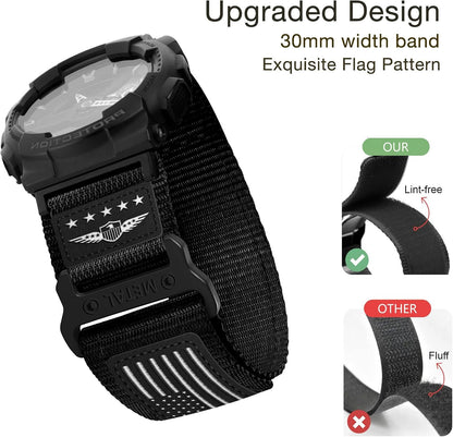 HOTAbanen Sport Strap with Stars-Stripes Flag Nylon Large Size Watch Band for Casio gshock DW-5600/8900 / GA-100/GW-B5600/GB-5600 /GW-6900