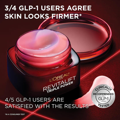HOTL'Oreal Paris Revitalift Triple Power Anti-Aging Face Moisturizer, Pro Retinol, Hyaluronic Acid & Vitamin C to Reduce Wrinkles, Firm & Brighten Skin, 2.55 Oz