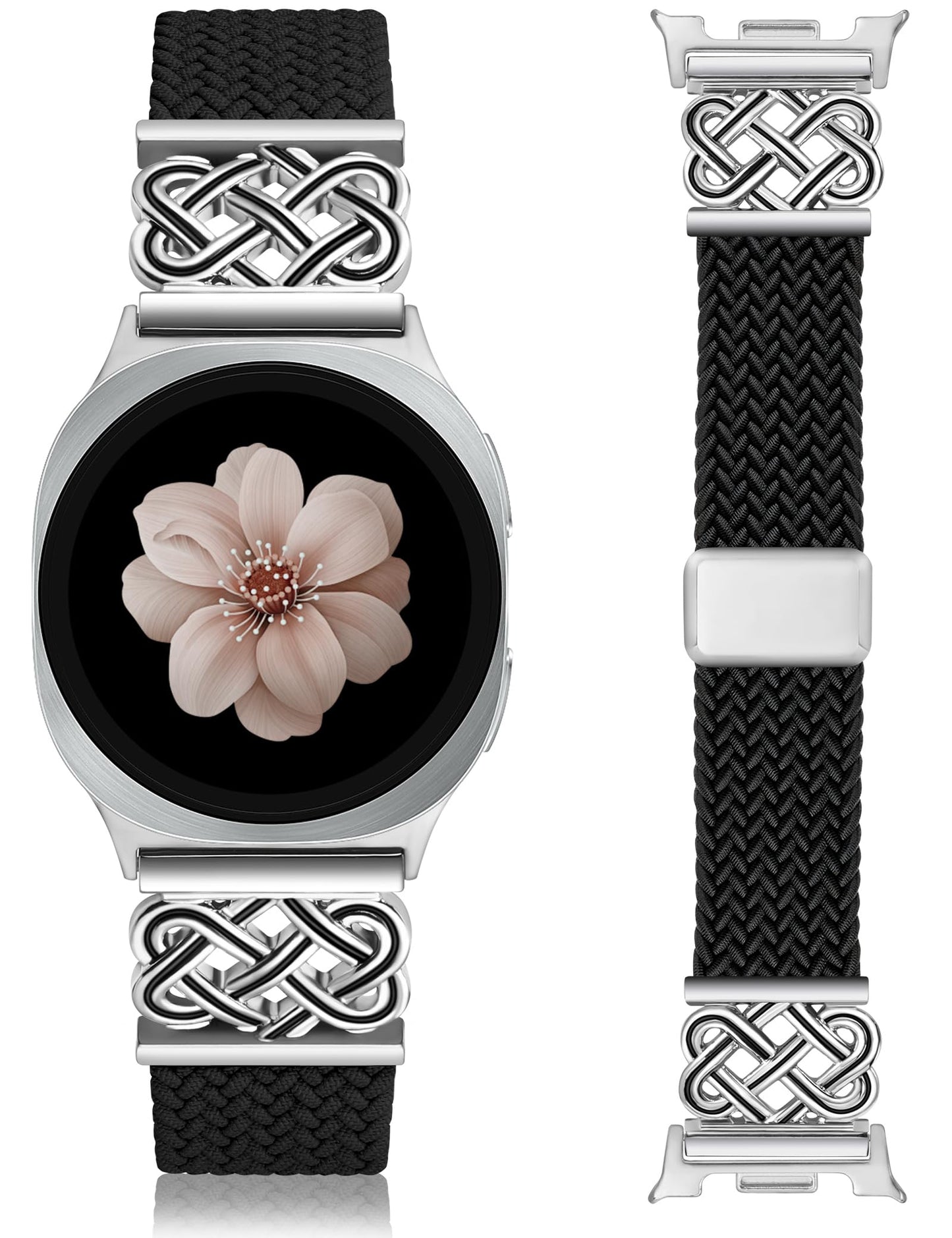 HOTBraided Magnetic Band Compatible with Samsung Galaxy Watch 8 40mm 44mm/8 Classic 46mm Women Men, Celtic Metal Stretchy Elastic Dressy Nylon Bracelet Strap, No for Galaxy Ultra/7/6/5/4/3/2/1
