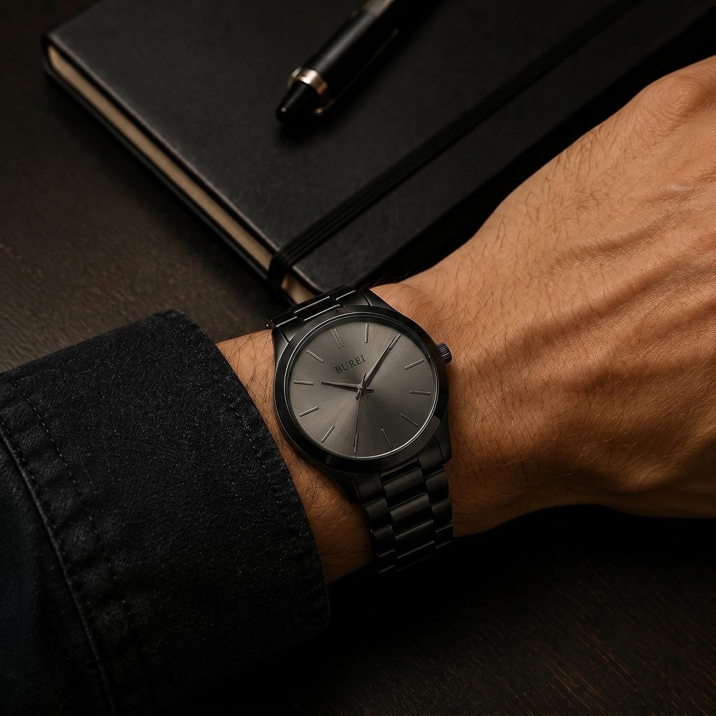 HOTBUREI Men's Wrist Watch, Analog Stainless Steel Dress Waterproof Quartz Watch for Men with Japanese Movement,Refined Gifts for Men, Boyfriend, Husband, Dad