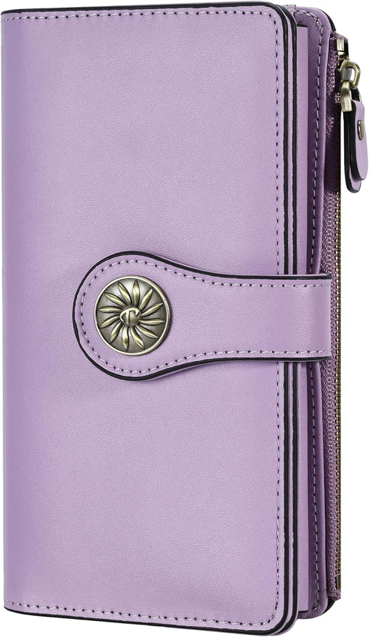 HOTTravelambo Women's Wallet RFID Blocking Trifold Clutch Large Capacity Credit Card Holder Travel Purse
