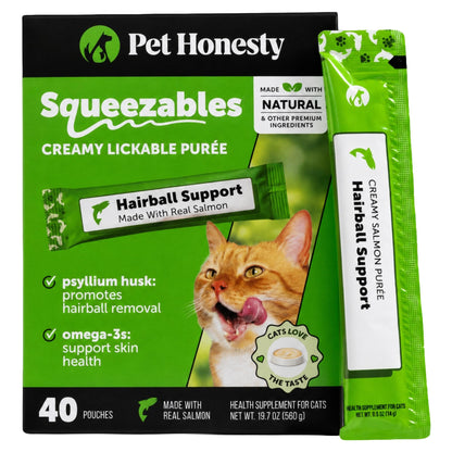 HOTCat Hairball Remedy Treats - Dual Texture Crunchy Creamy Hairball Treatment for Cats, Furball Relief Control Supplement with Fiber, Fish Oil for Indoor Cats Skin Coat Digestion (30-Day Supply)