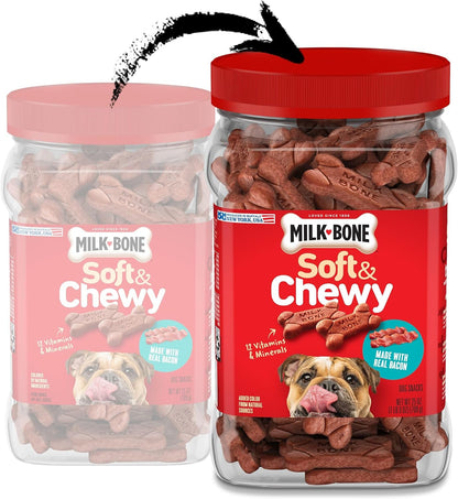 HOTMilk-Bone Soft & Chewy Dog Treats, Made with Real Bacon, 25 Ounce Canister