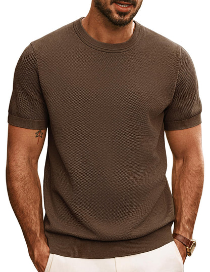 HOTPJ PAUL JONES Mens T Shirts Casual Knit Short Sleeve Tee | Crewneck, Textured Stretch T-Shirts, Lightweight, Comfortable, Breathable, Summer Clothing, Fashion, Classic, Vacation