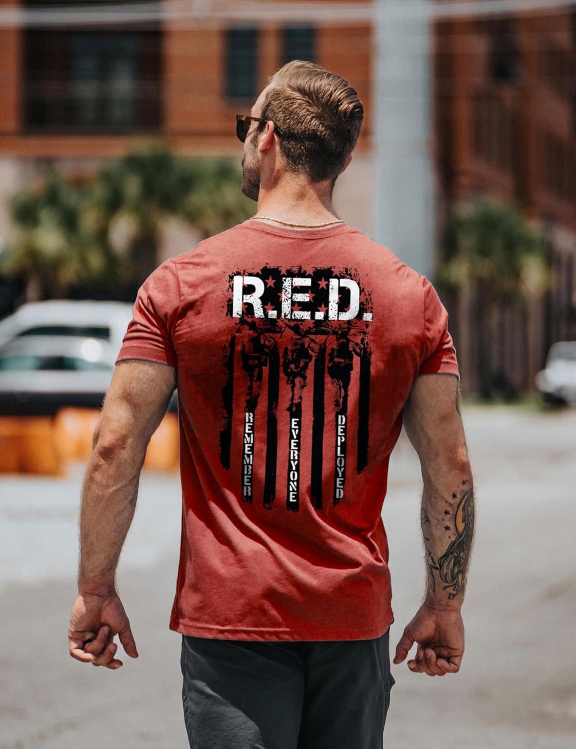 HOTNine Line Friday T-Shirt for Men, Remember Everyone Deployed Military Veteran Shirt, Patriotic American Flag USA Made | R.E.D. Friday Military Veteran Shirt, Patriotic American Flag USA Made