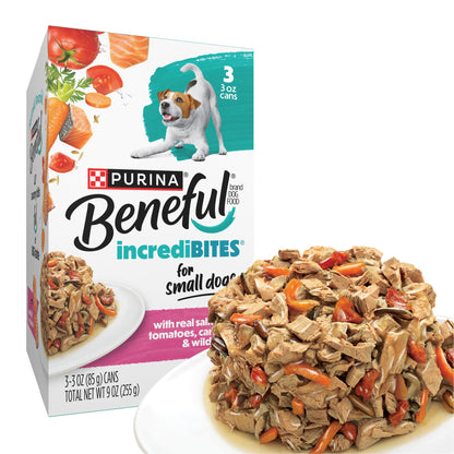 HOTBeneful Purina Small Breed Wet Dog Food Variety Pack, IncrediBites With Real Beef, Chicken and Salmon - (Pack of 30) 3 Oz. Cans