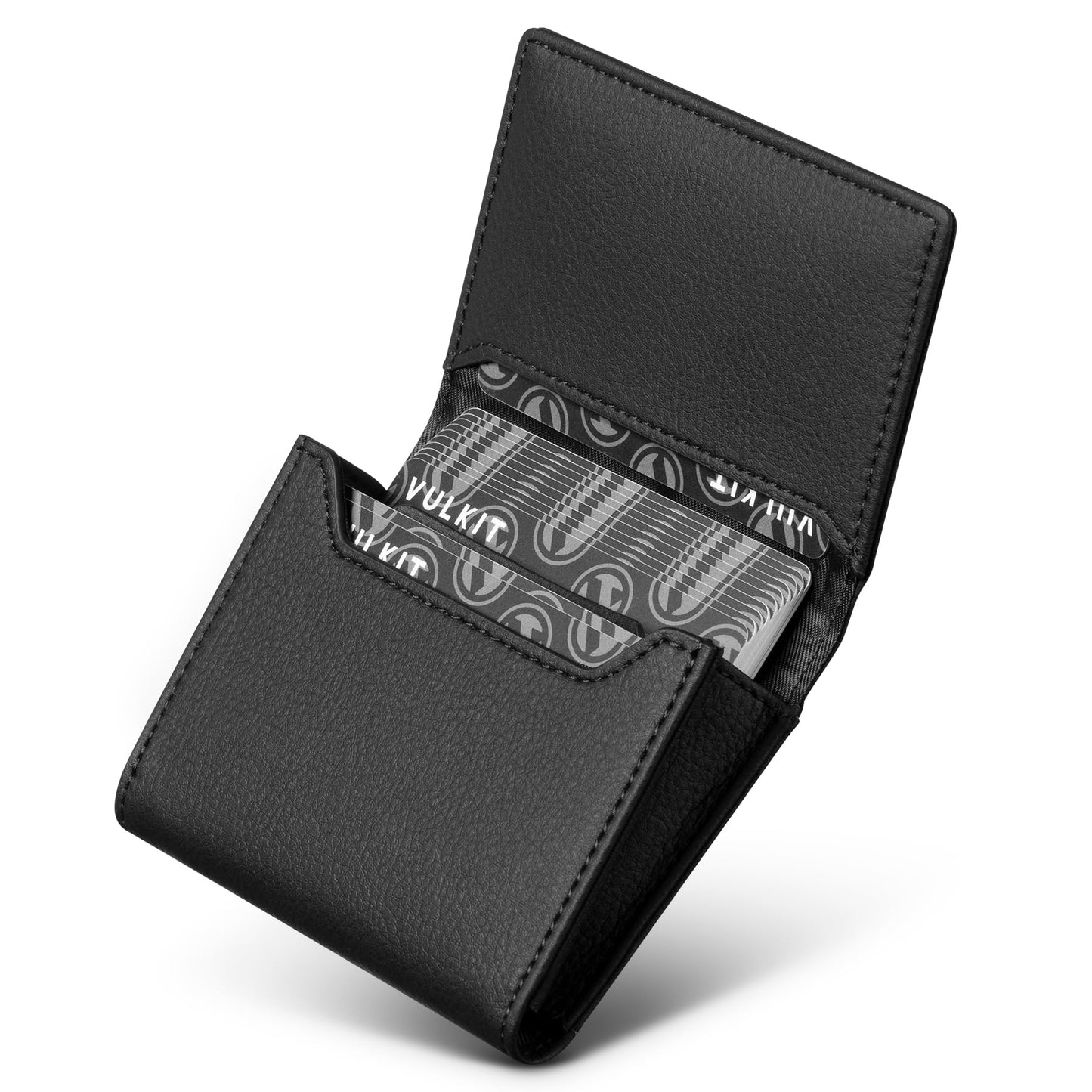 HOTReal Leather Business Card Holder Premium RFID Blocking Card Case with ID Window and Magnetic Closure Holds Up to 40 Business Cards (Grain Brown)