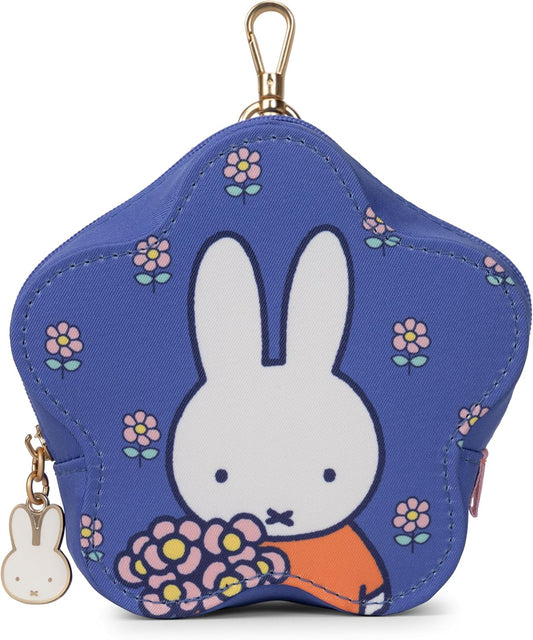 HOTJuJuBe Miffy Flower Fields Mini Coin Purse for Women, Small Zipper Pouch, Cards Cash Change Keys Holder, Cute Travel Wallet