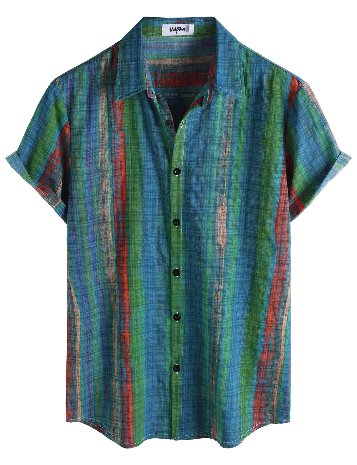 HOTVATPAVE Mens Casual Short Sleeve Button Down Shirts Regular Fit Hawaiian Summer Shirt
