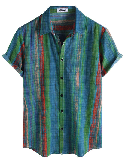 HOTVATPAVE Mens Casual Short Sleeve Button Down Shirts Regular Fit Hawaiian Summer Shirt