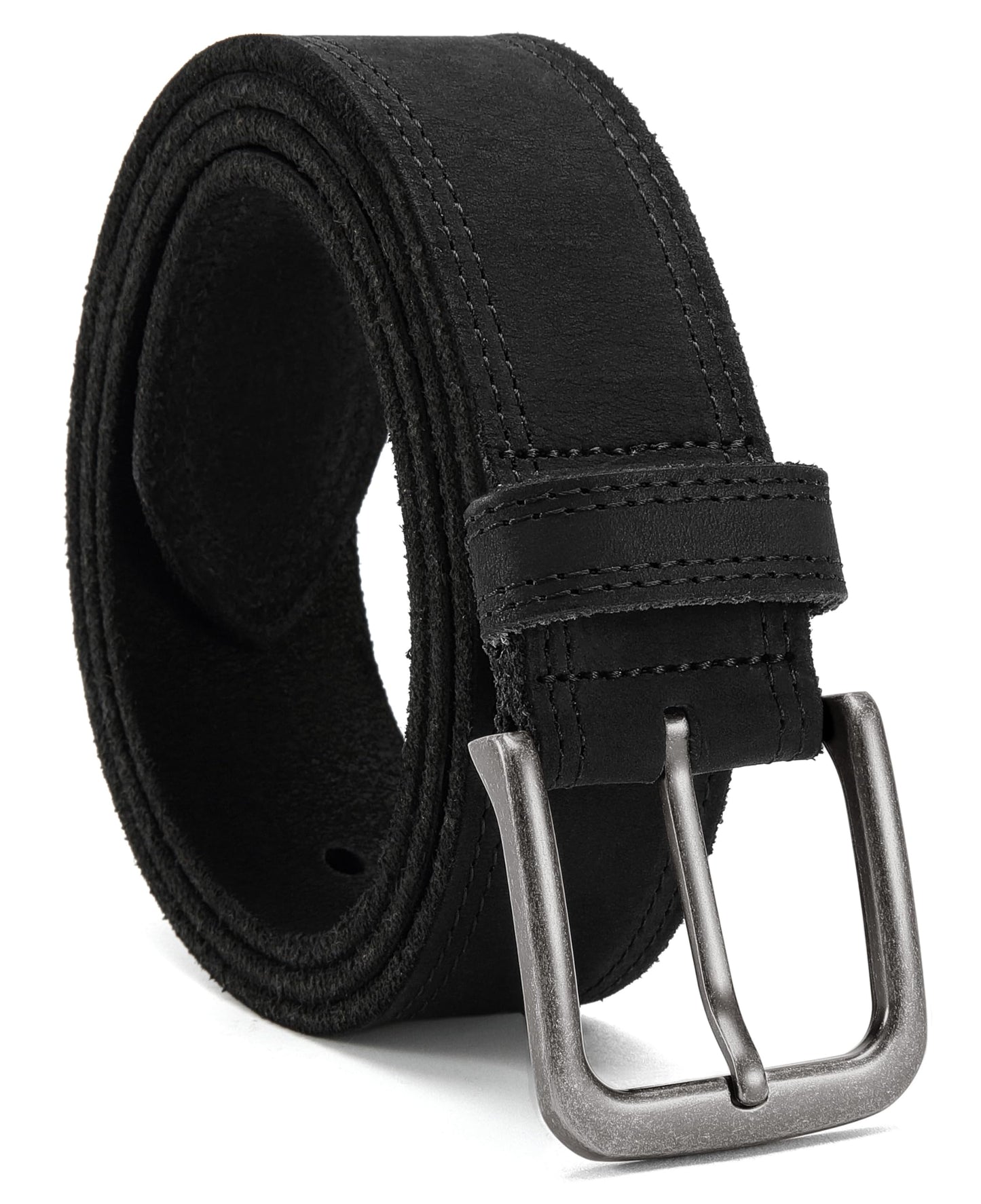 HOTCHAOREN Mens Belts Casual for Jeans - Full-Grain Leather, Durable Cowhide | Solid Buckle, Classic Style, Handmade, Daily Wear, Gift Box