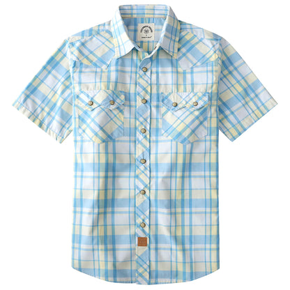 HOTDubinik® Pearl Snap Western Shirts for Men Short Sleeve Cowboy Men's Casual Shirt with 2 Sawtooth Pocket Vintage