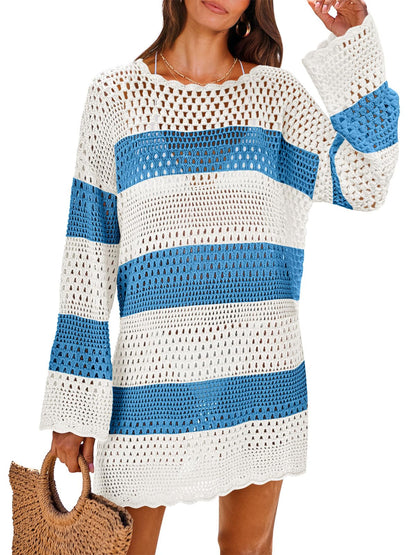 HOTANRABESS Women Swimsuit Crochet Swim Cover Up 2026 Summer Bathing Suit Swimwear Mesh Knit Beach Dress Vacation Outfits