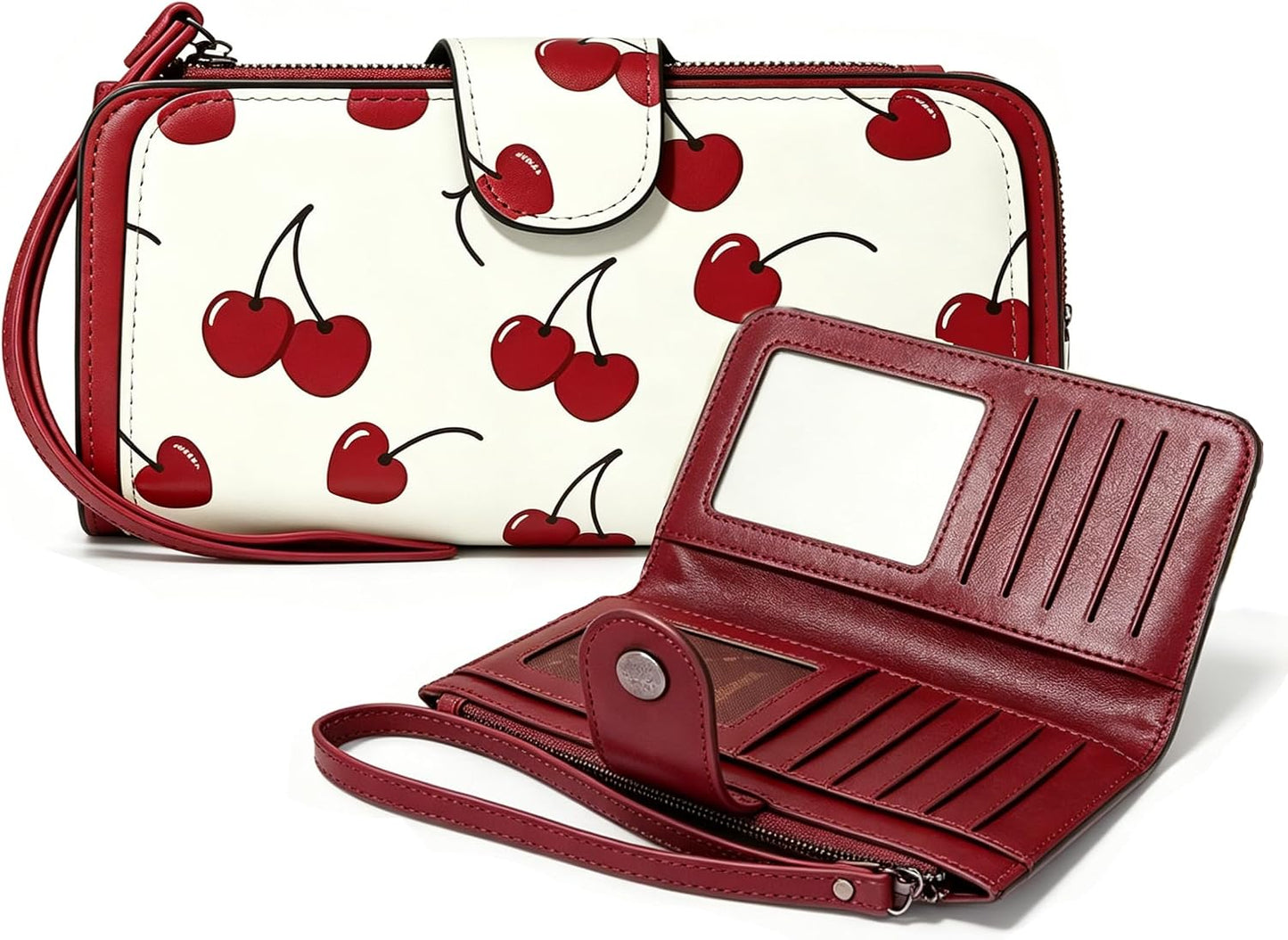 HOTCherry Wallet for Women with Credit Card Slots Faux Leather Bidold Wallets Passport Holder for Travel