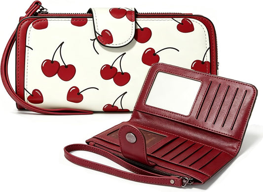 HOTCherry Wallet for Women with Credit Card Slots Faux Leather Bidold Wallets Passport Holder for Travel