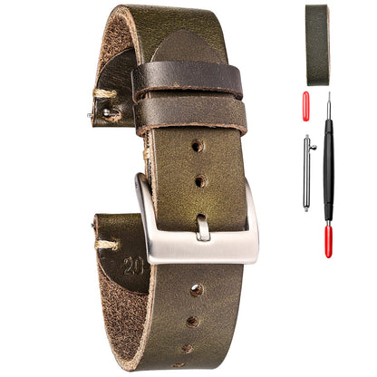 HOThemsut h Leather Watch Bands for Men, Horween Quick Release Leather Watch Strap Vintage Watch Replacement Wrap of 18mm, 20mm, 22mm