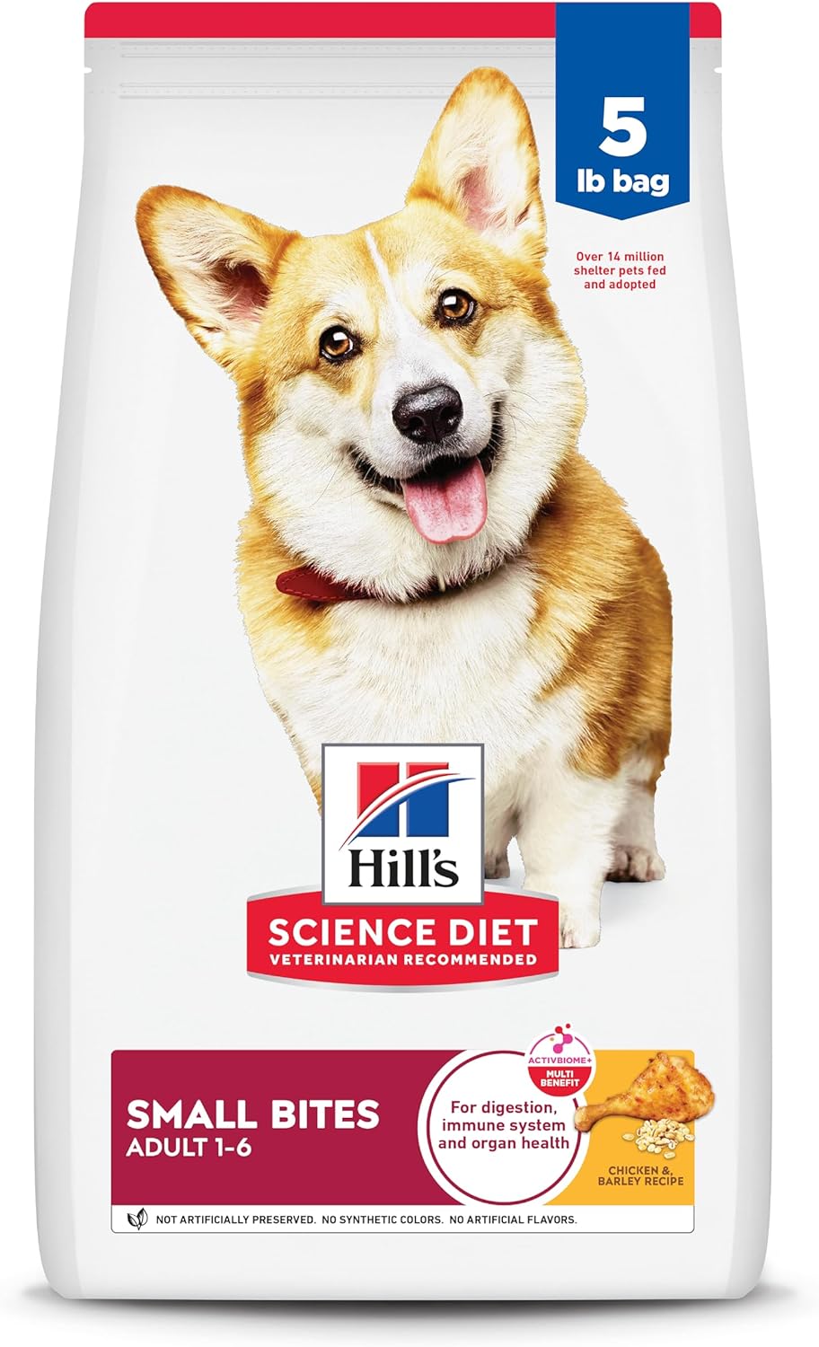 HOTHill's Science Diet Adult 1-6 Small Bites Dry Dog Food | #1 Veterinarian Recommended, Chicken & Barley, 5 lb. Bag