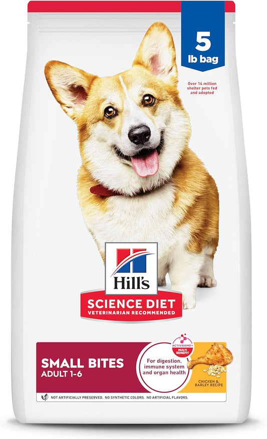 HOTHill's Science Diet Adult 1-6 Small Bites Dry Dog Food | #1 Veterinarian Recommended, Chicken & Barley, 5 lb. Bag