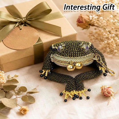 HOTCharming Frog Coin Purse, Small Pouch Earbuds Keychain Bag，1 Pc | Cute Small Mini Pouch Accessories, Kiss Lock Charm Keychain Decor, Daily Carry Wallet, Currency Storage Bag Ring Pendant