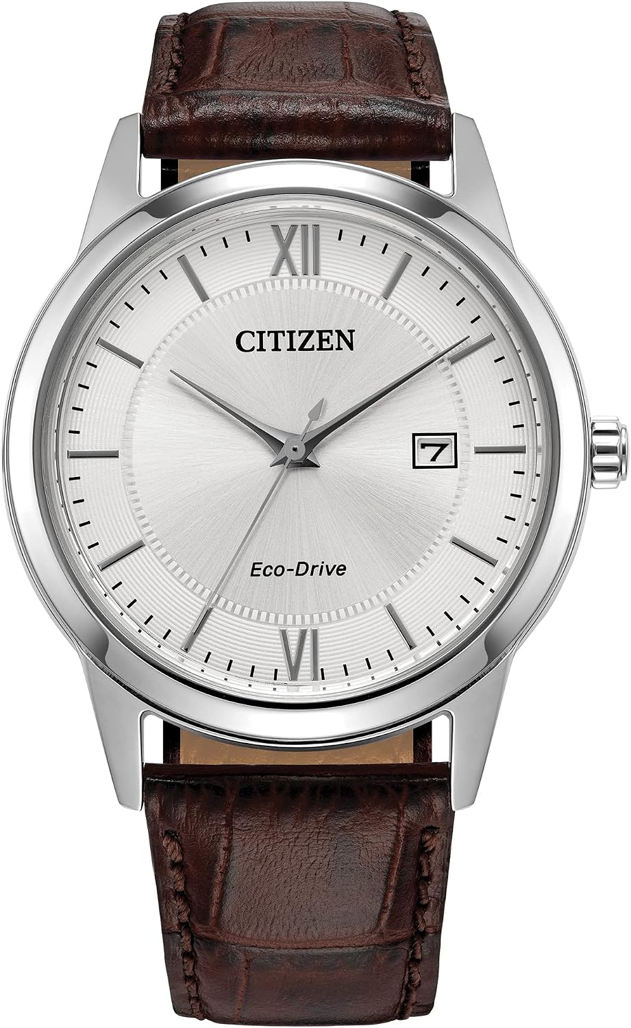 HOTCitizen Men's Classic Eco-Drive Leather Strap Watch, 3-Hand Date
