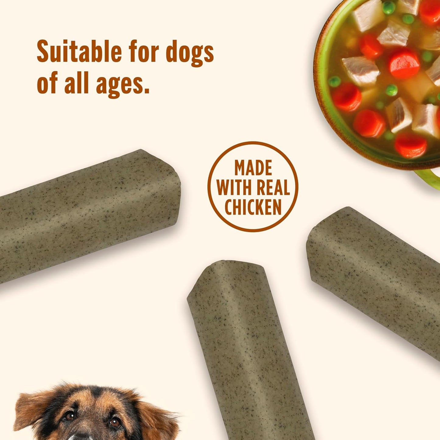 HOTNutrish Soup Bones Chicken Dog Chews, 23.1 oz. Bag, 11 Treats (Rachael Ray)