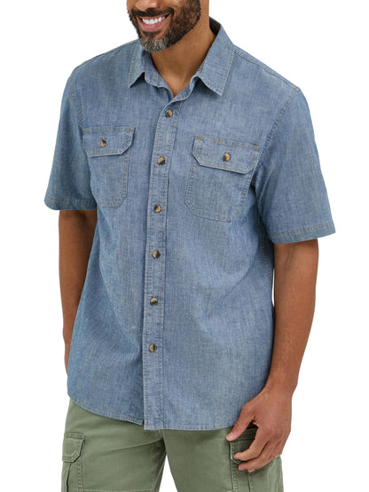 HOTWrangler Authentics Men's Short Sleeve Classic Woven Shirt