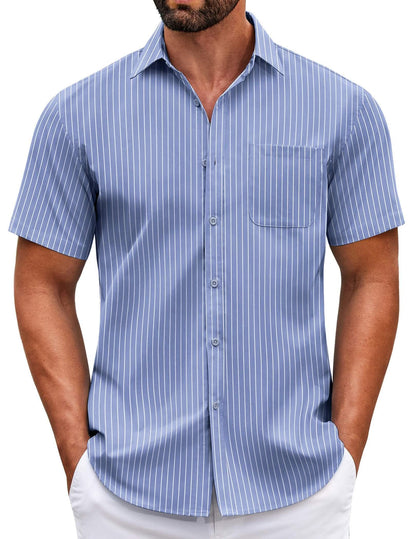 HOTCOOFANDY Mens Short Sleeve Casual Button Down Shirts Summer Untucked Dress Shirts with Pocket