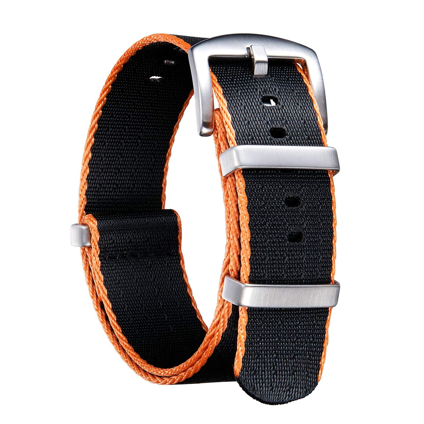 HOTBINLUN Nylon Watch Band 18mm,20mm,22mm,24mm Rugged Military Replacement Watch Straps Silver&Black Stainless Buckle Heavy-Duty Wristband For Traditional Men Women Watches