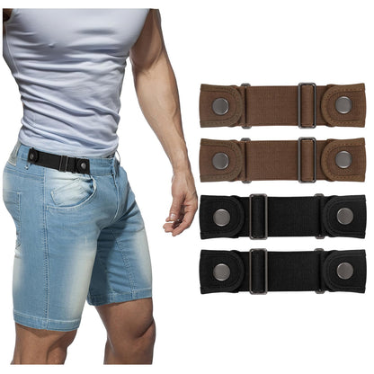 HOTBELTROAD No Buckle Belts for Men Women Side Belt without Buckle Elastic Stretch Adjustable Invisible Belt